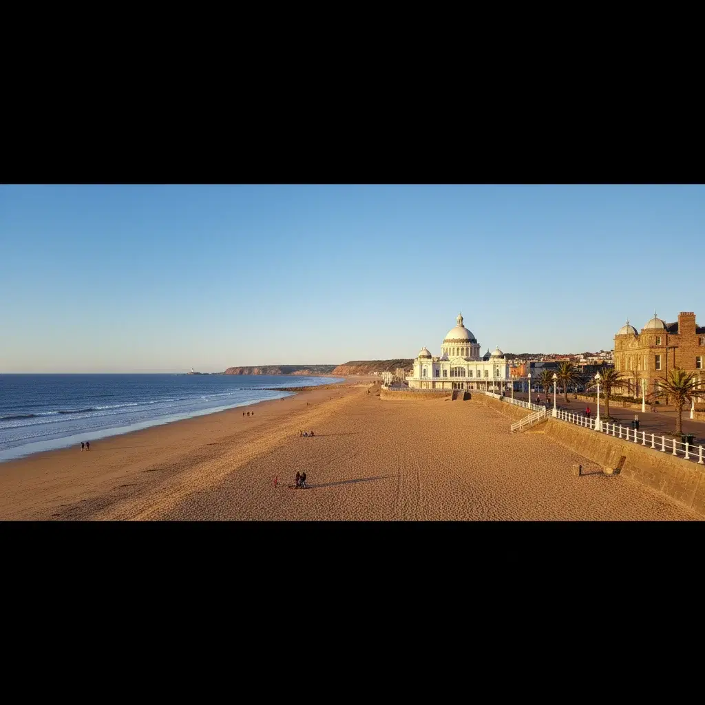 Whitley Bay — coastal village with the Priory ruins on the headland